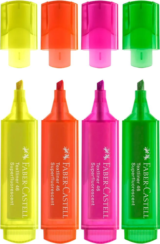 Faber-Castell Transparent Fluorescent Pen Set, 4 Pens, Multiple Colors