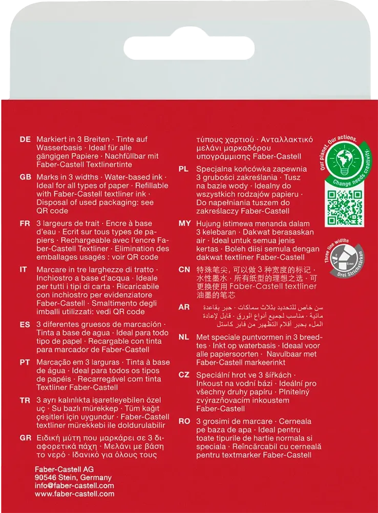 Faber-Castell Transparent Fluorescent Pen Set, 4 Pens, Multiple Colors