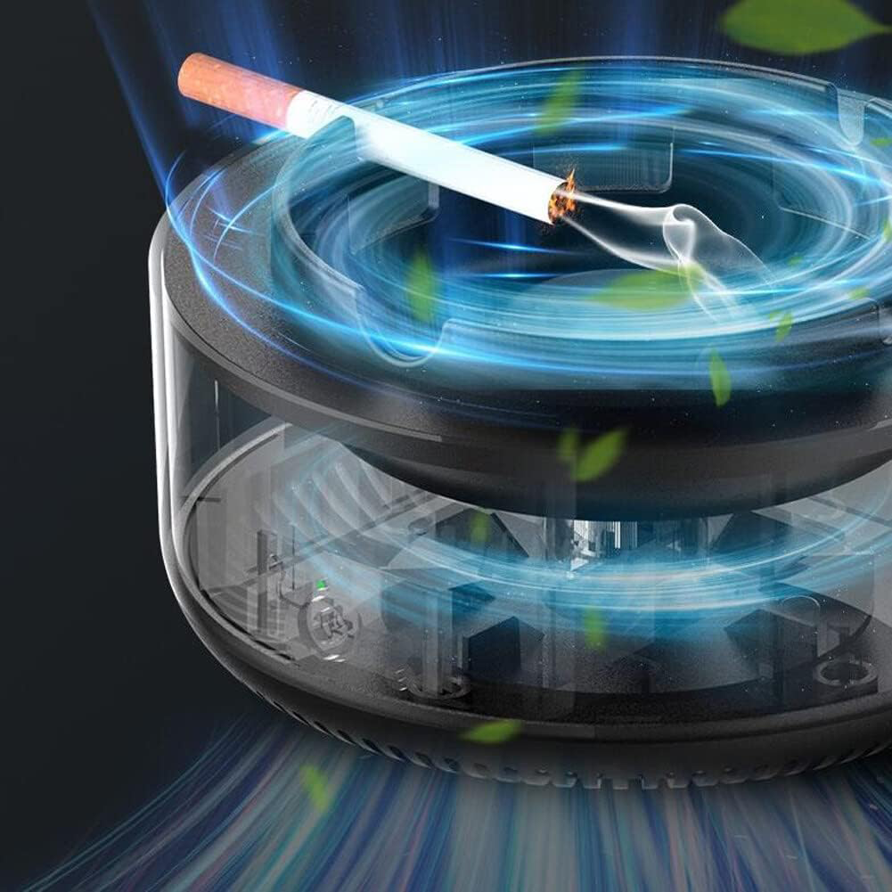 Cigarette Ashtray with Air Purifying Fan , Battery Operated , Green , Model 148