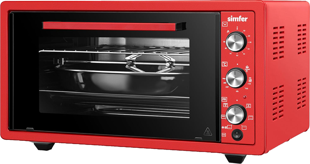 فرن كهرباء سيمفر 45 لتر ، 1400 وات ، زجاج دبل شواية مزدوجة ، مروحة تبريد ، احمر ، 1215138