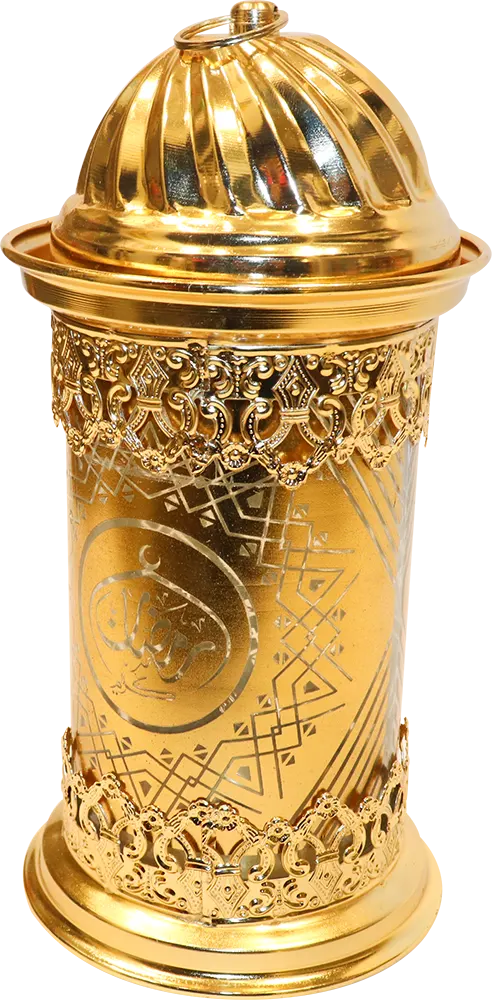 فانوس رمضان معدني مرايا، 24 سم، مفرغ، ذهبى، موديل  444