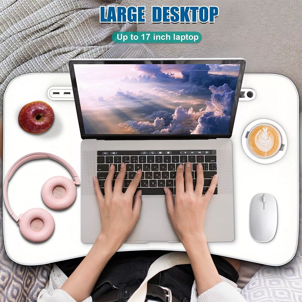 Laptop Bed Desk , Portable Foldable Laptop Bed Table with USB Charge Port , Multicolor , Model 70