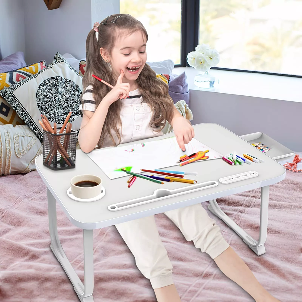 Laptop Bed Desk , Portable Foldable Laptop Bed Table with USB Charge Port , Multicolor , Model 70