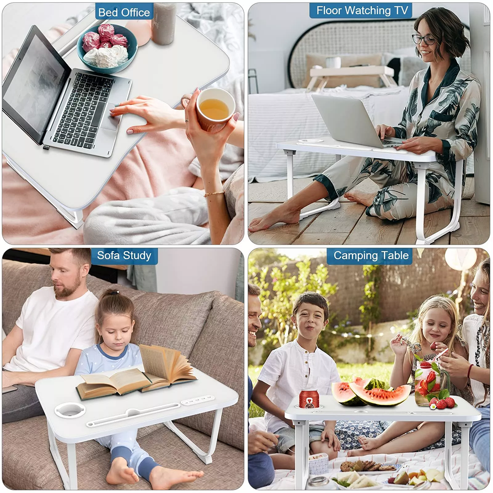 Laptop Bed Desk , Portable Foldable Laptop Bed Table with USB Charge Port , Multicolor , Model 70
