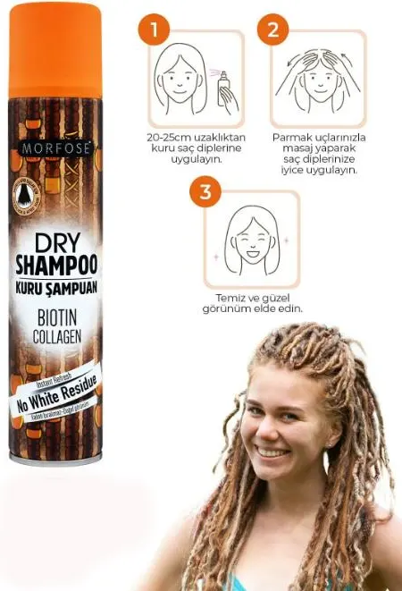 Morfose Dry Shampoo With Biotin & Collagen For Rasta & Afro Hair, 200 Ml