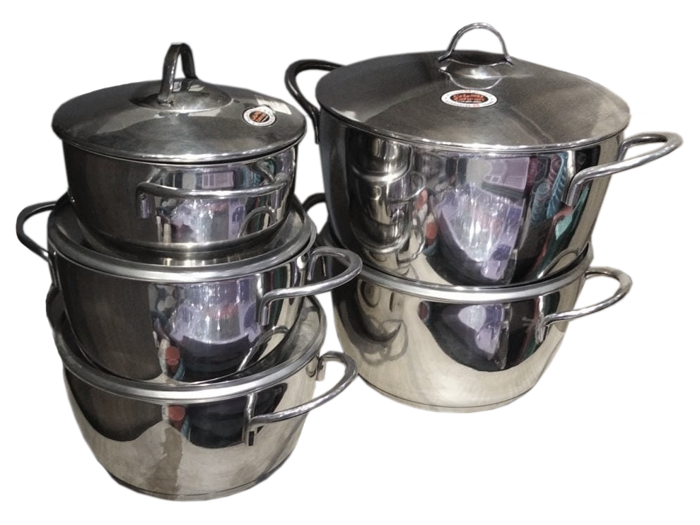 Zahran Moderna Stainless Steel Cookware Set with Glass Lid, 10 Pieces, Silver