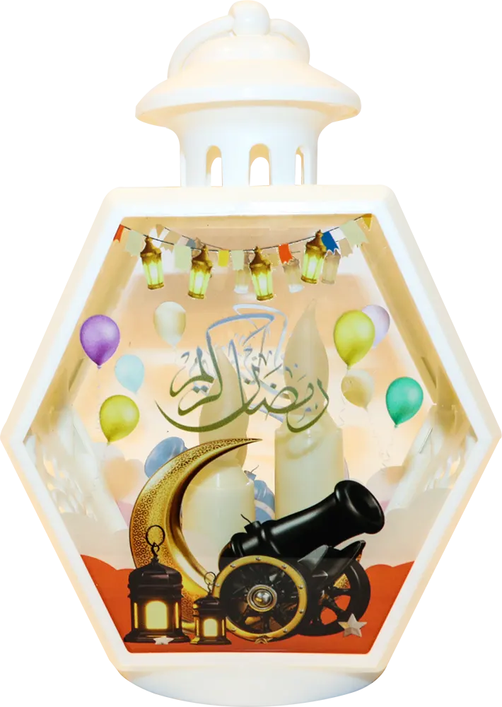 فانوس رمضان اكلريك، 20 سم، إضاءة ليد، ألوان متعددة، موديل 1314