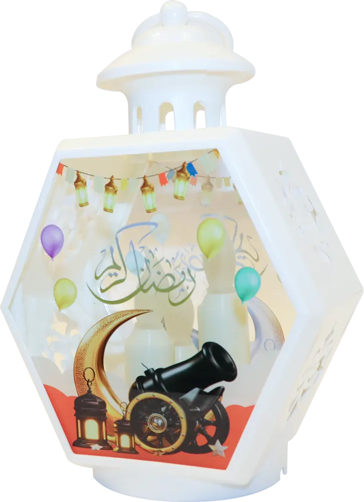 فانوس رمضان اكلريك، 20 سم، إضاءة ليد، ألوان متعددة، موديل 1314