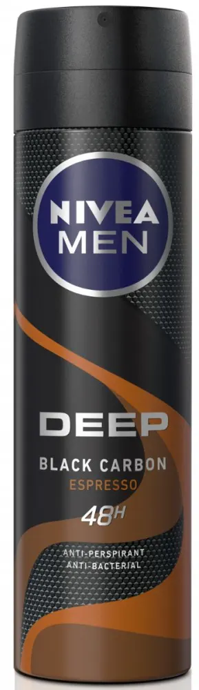 Nivea Deep Black Carbon Espresso Antiperspirant Spray For Men, 150 Ml