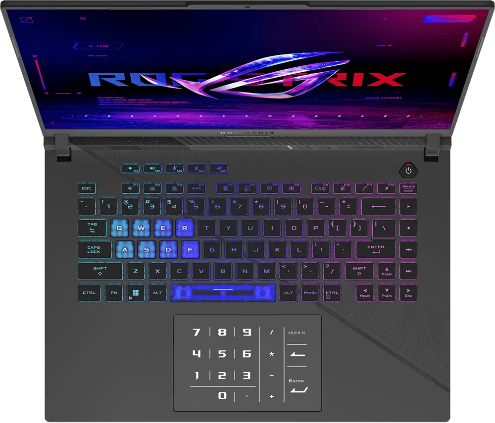 لاب توب اسوس روج سترايكس جي 16 G614JV-N3487W انتل كور I7-13650HX، رامات 16 جيجابايت، هارد ديسك 1 تيرابايت SSD، كارت شاشة نفيديا جي فورس RTX™ 4060 سعة 8 جيجابايت، شاشة 16 بوصة دقة FHD، ويندوز 11 هوم، اسود