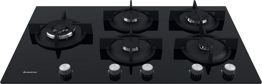 بوتاجاز مسطح بلت ان غاز اريستون، 90 سم، 5 شعلة، امان كامل، حوامل أواني زهر، زجاج ، اسود ، AGS-92S-BK