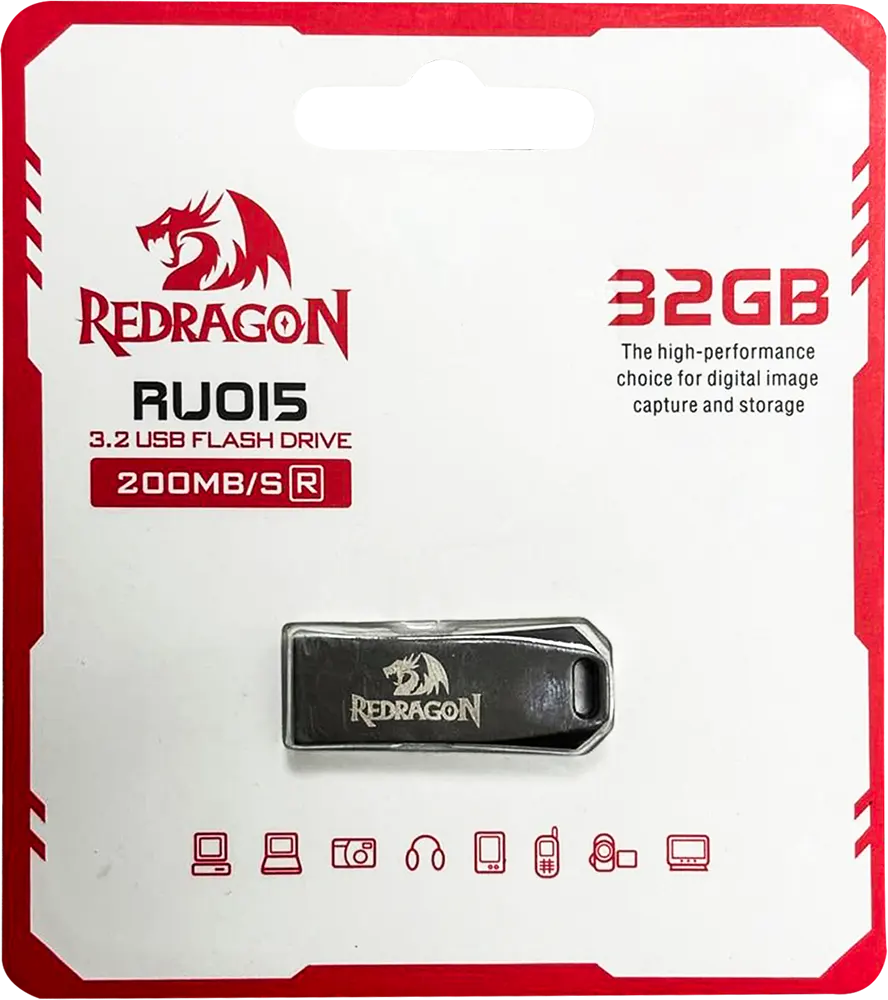 Redragon Flash Memory 32GB, USB3.2, Metal Design, Silver, RU015D3.2