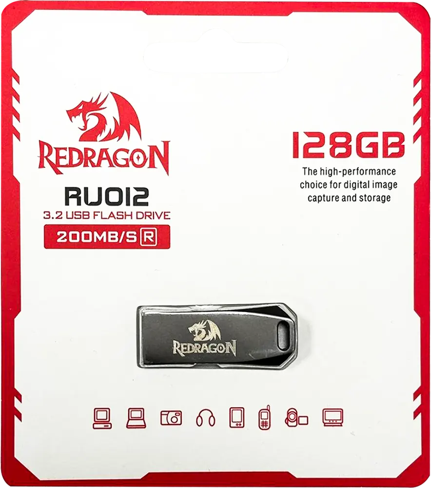 Redragon Flash Memory 128GB, USB3.2, Metal Design, Silver, RU012D3.2