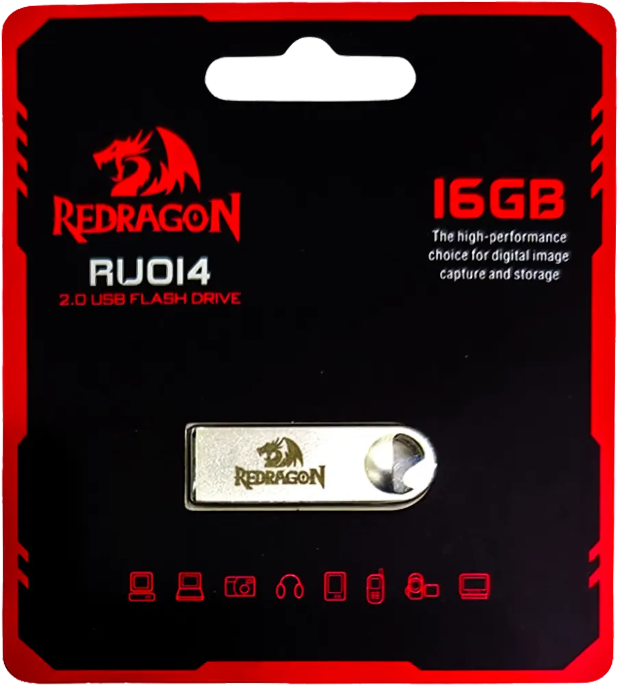 Redragon Flash Memory 16GB, USB2.0, Metal Design, Silver, RU014