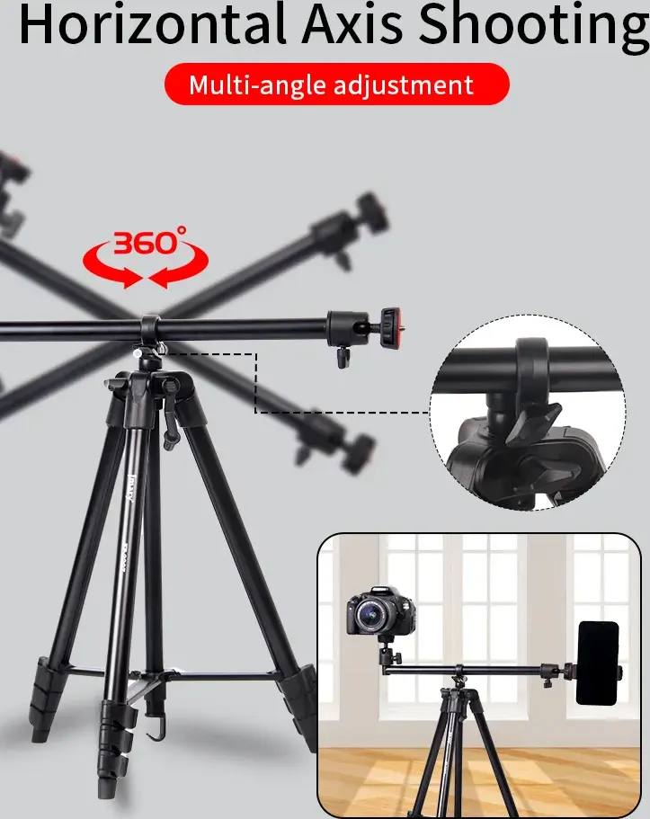 حامل ثلاثي جماري ، ارتفاع قابل للتعديل، راس 360 درجة، لون أسود، موديل KP-2207