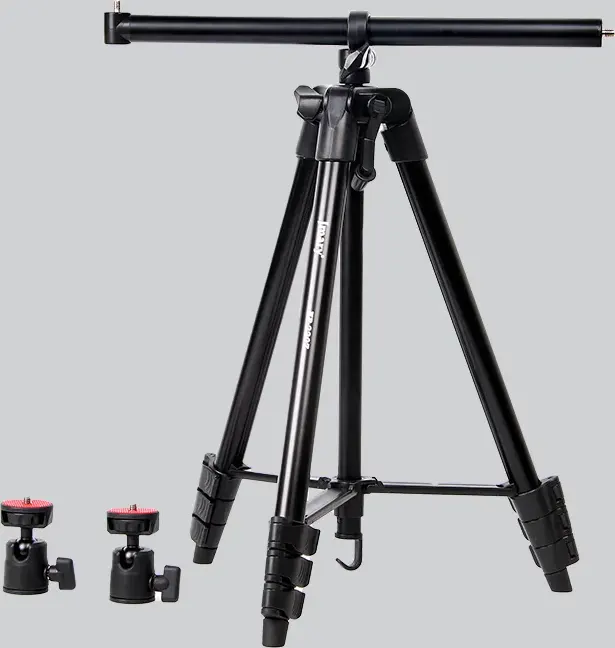 حامل ثلاثي جماري ، ارتفاع قابل للتعديل، راس 360 درجة، لون أسود، موديل KP-2207