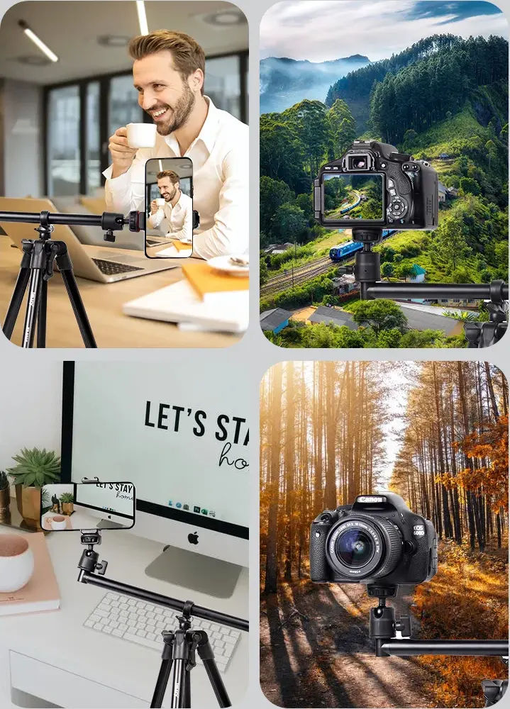 حامل ثلاثي جماري ، ارتفاع قابل للتعديل، راس 360 درجة، لون أسود، موديل KP-2207