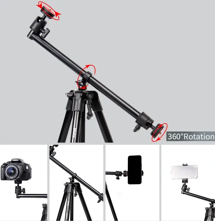 حامل ثلاثي جماري ، ارتفاع قابل للتعديل، راس 360 درجة، لون أسود، موديل KP-2207