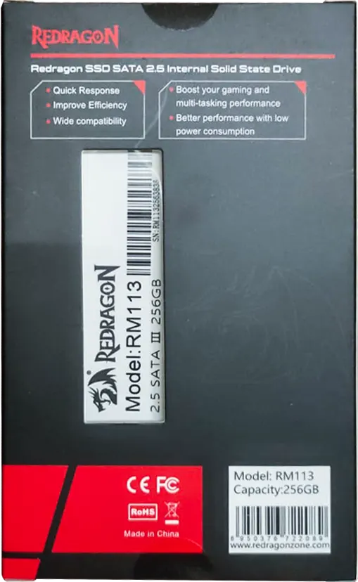 هارد ديسك ريدراجون داخلي SSD، سعة 256 جيجابايت، 2.5 بوصة، أسود، موديل RM113