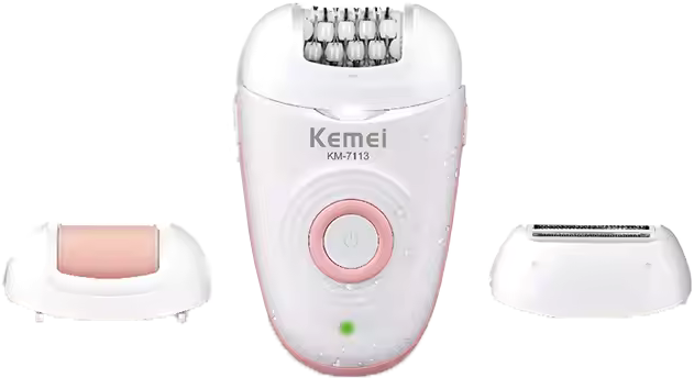 Kemei Epilator Machine, Rechargeable , Waterproof, White, KM-7113
