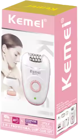 Kemei Epilator Machine, Rechargeable , Waterproof, White, KM-7113