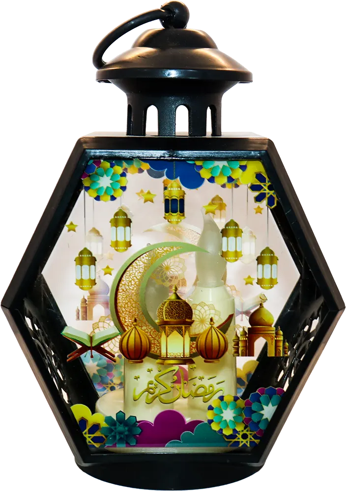 فانوس رمضان اكلريك، 20 سم، إضاءة ليد، ألوان متعددة، موديل 1314