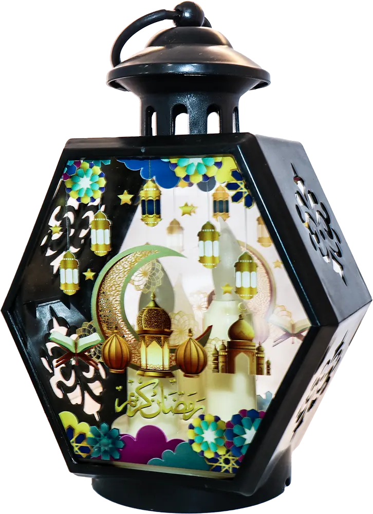 فانوس رمضان اكلريك، 20 سم، إضاءة ليد، ألوان متعددة، موديل 1314