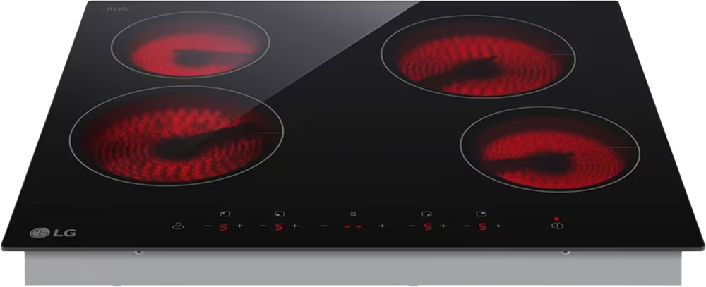 LG Built-in Electric Hob, 60 cm, 4 Burners, Touch Control, Child Lock, Glass, Black, CBEZ2414B