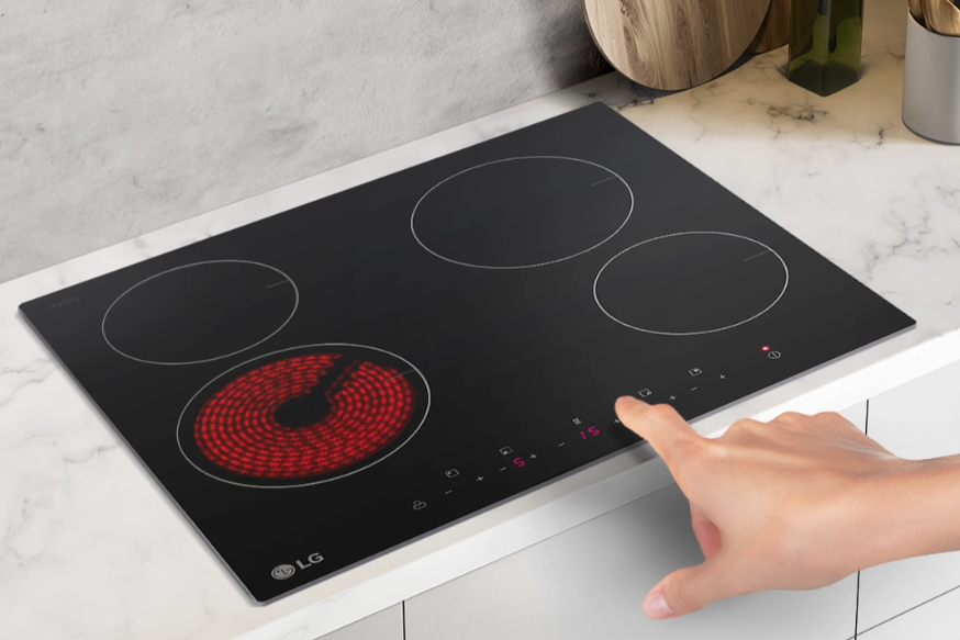 LG Built-in Electric Hob, 60 cm, 4 Burners, Touch Control, Child Lock, Glass, Black, CBEZ2414B