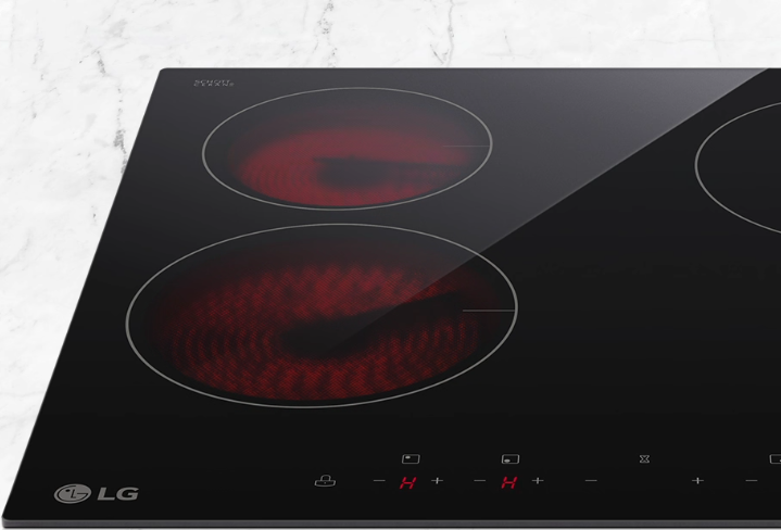 LG Built-in Electric Hob, 60 cm, 4 Burners, Touch Control, Child Lock, Glass, Black, CBEZ2414B