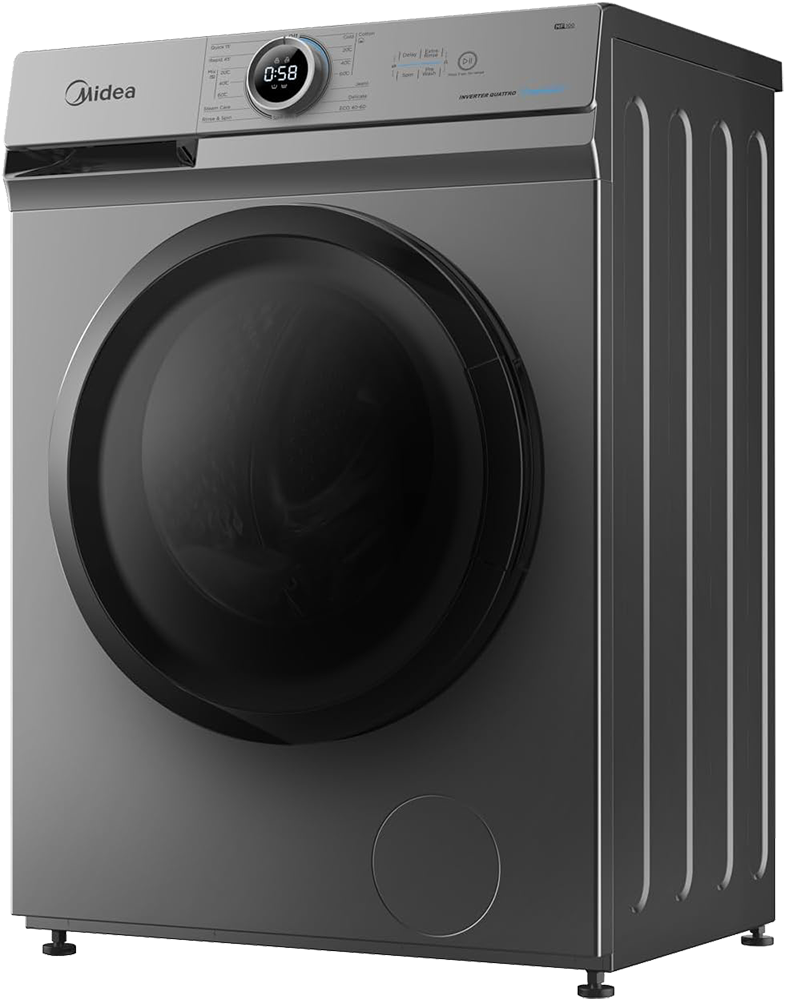 Media Front Load Full Automatic Washing Machine, 8 Kg, 1400 RPM, Digital Screen, Inverter, Silver, MF100W80B-T T, (Miraco Warranty )