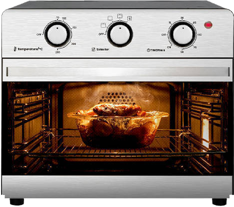 Fresh Air Fryer Oven, 1600 Watt, 25 Liter, 2 Fan, Stainless Steel, Silver, F-25PS