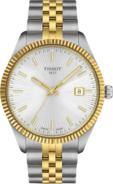 Tissot Men's Watch, Silver Dial , Round Hands , Silver * Gold Stainless Steel Strap, Analog Wrist Watch, Silver* Gold, T156-410-22-031