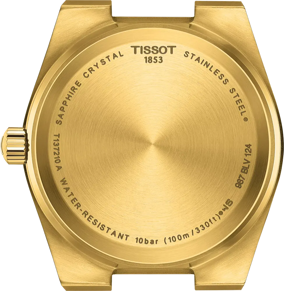 ساعة تيسوت نسائي، مينا ذهبية، عقارب دائرية، سوار ستانلس ستيل ذهبي ، ساعة يد تناظرية، ذهبي، T137-210-33-021