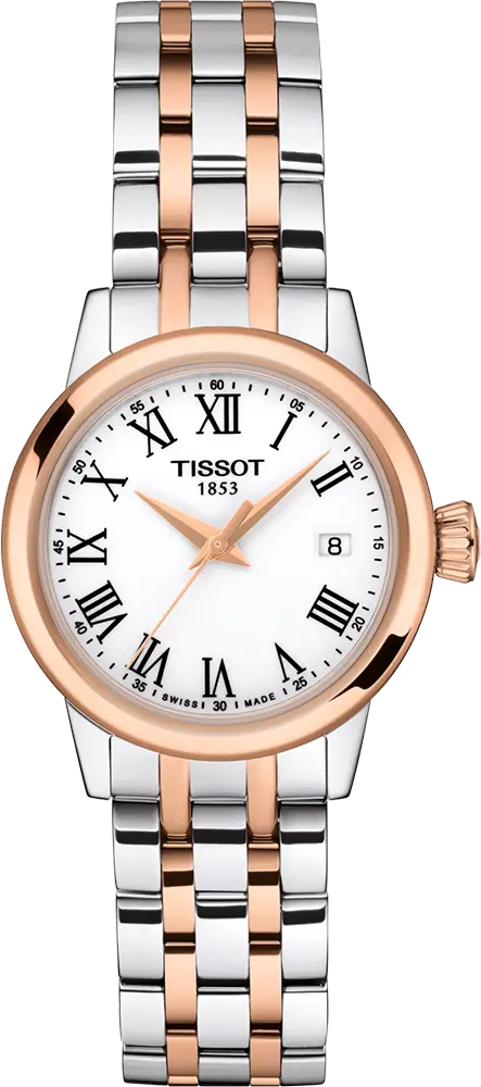 Tissot Women's Watch, White  Dial , Round Hands , Silver* Rose Gold Stainless Steel Strap, Analog Wrist Watch, silver* Rose Gold, T137-210-33-021