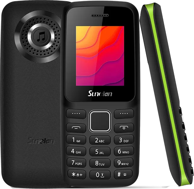 هاتف سونلان S101 ثنائي الشريحة، شاشة 1.8 بوصة، ذاكرة داخلية 64 ميجابايت، رامات 32 ميجابايت، أسود*أخضر