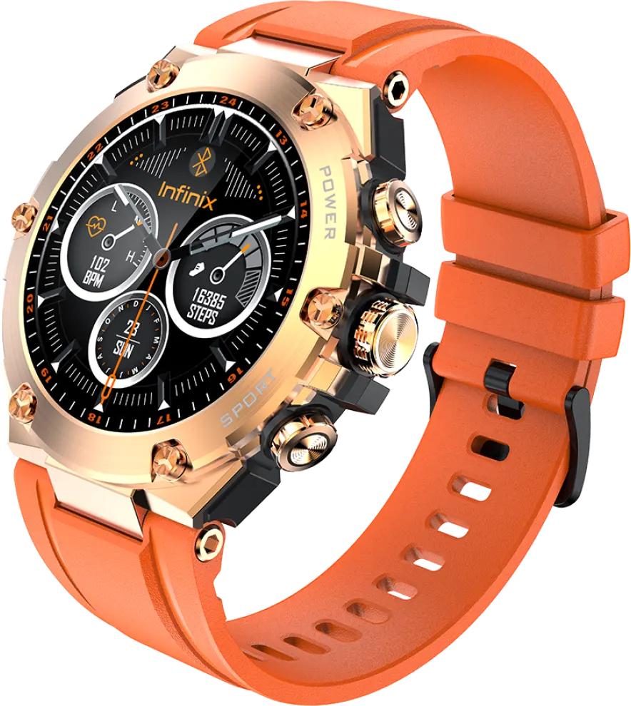 ساعة انفينيكس الذكية XWatch 3GT XW3GT، شاشة تعمل باللمس 1.53 بوصة ، بلوتوث ، مقاومة للماء ، 300 مللي أمبيرن 2 حزام، ، ذهبي
