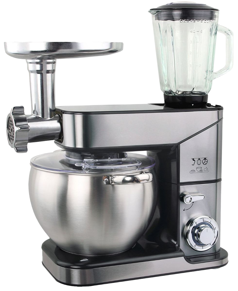 Black and White Nickel Stand Mixer, Capacity 10 Liters , 2000 Watts, 6 Speeds , Silver, SC-623C