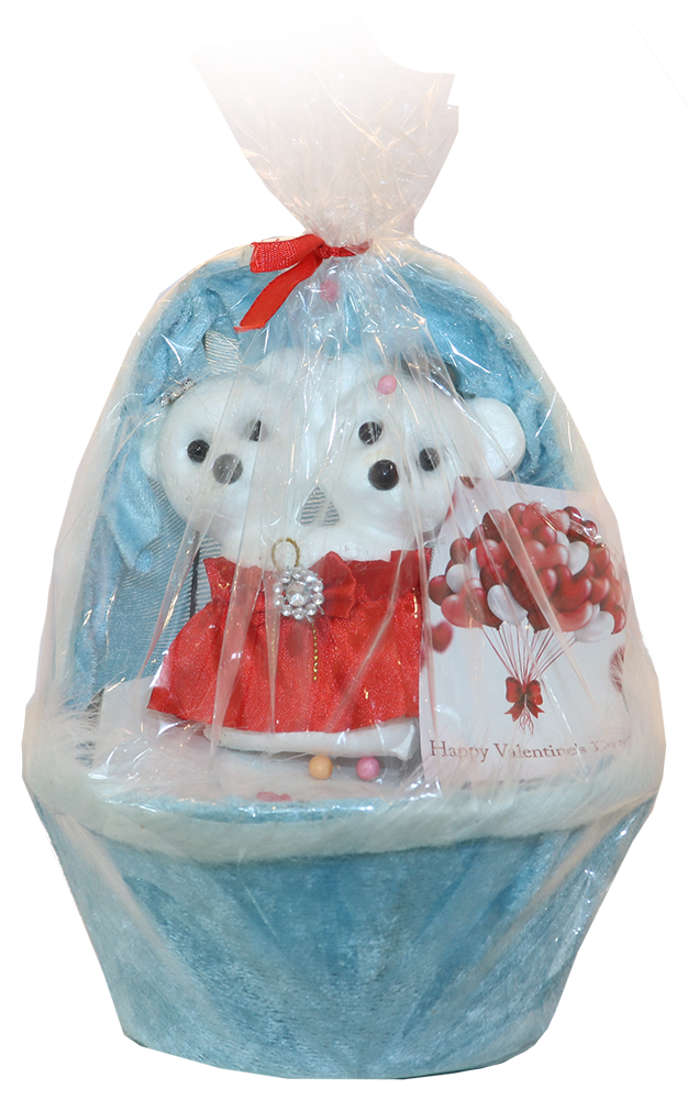 بوكس هدايا للفلانتين شكل سبت ، اشكال دباديب ، مقاس 20 سم ، ألوان متعددة ، موديل  5075