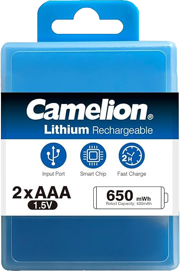 Camelion Rechargeable AAA Batteries Fast Charging 430mAh AAA-650