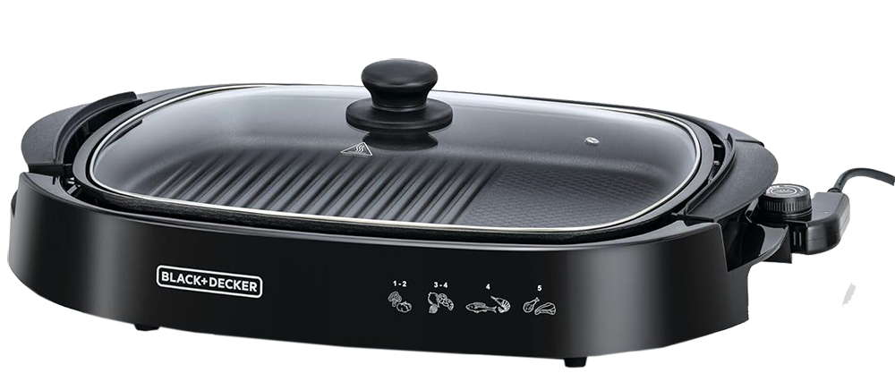 شواية بلاك اند ديكر غطاء بايركس ، 1500 وات ، 5 مستويات حرارة ، أسود ، GH1500 ، (بضمان انسيا)