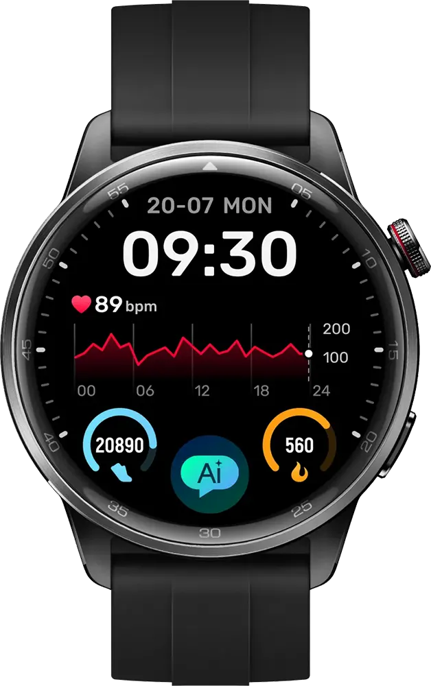 Realme Smart Watch S2, Bluetooth v5.3, 1.43 Inch Touch Screen, Water Resistant, 380mAh Battery, Midnight Black