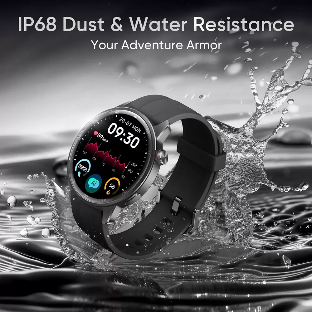 Realme Smart Watch S2, Bluetooth v5.3, 1.43 Inch Touch Screen, Water Resistant, 380mAh Battery, Midnight Black