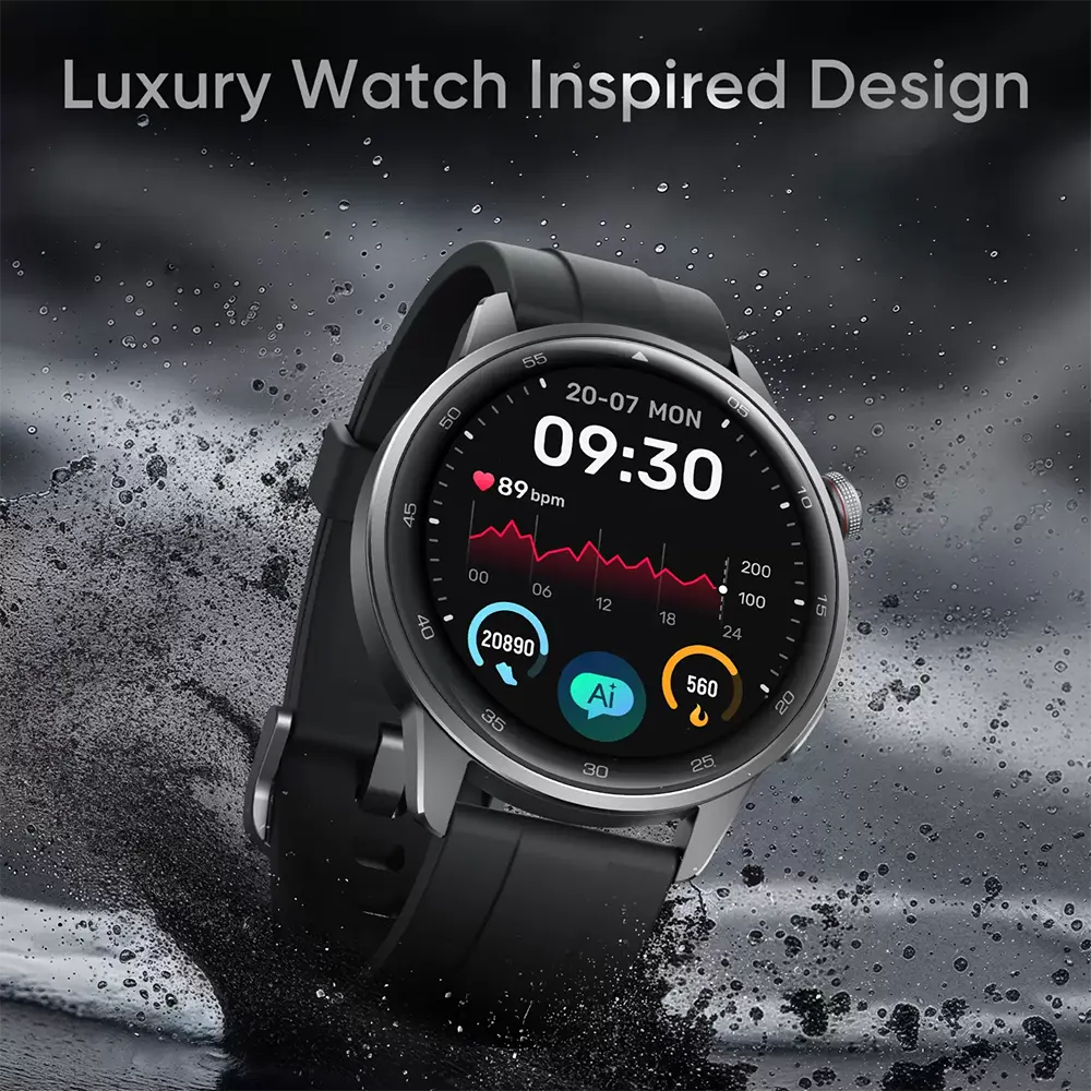 Realme Smart Watch S2, Bluetooth v5.3, 1.43 Inch Touch Screen, Water Resistant, 380mAh Battery, Midnight Black