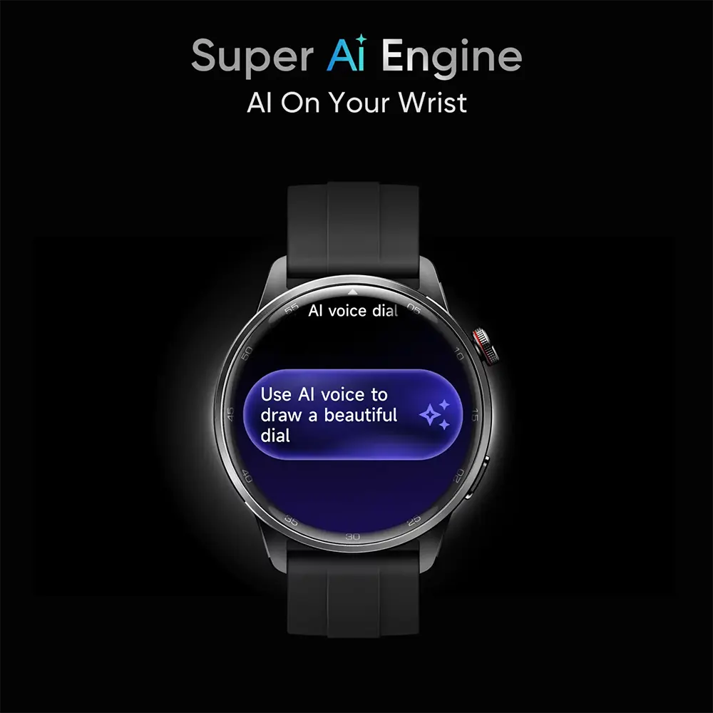 Realme Smart Watch S2, Bluetooth v5.3, 1.43 Inch Touch Screen, Water Resistant, 380mAh Battery, Midnight Black