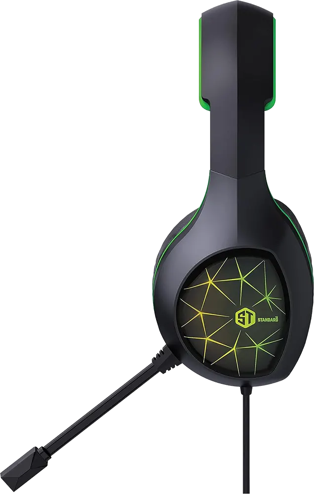 Standard Smart Wired Gaming Headset, Wired, Microphone, LED Light, Black*Green , GM-3502G