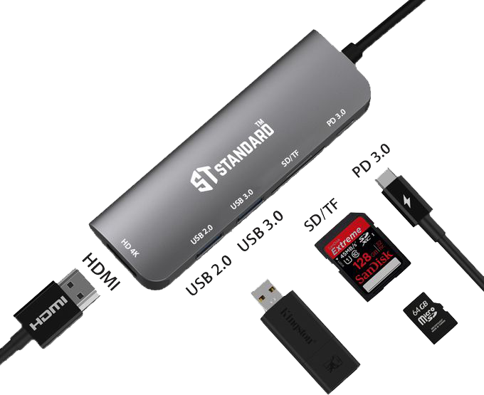 محول توصيل من ستاندرد ، type-c ، متعدد الوظائف ، 6 *1 ، ST-95116D