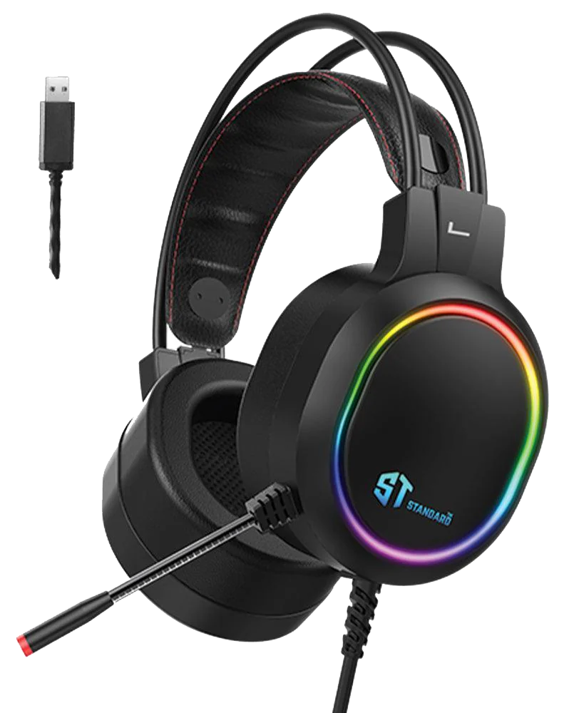 Standard Gm-09 Gaming Wired Headset , RGB Colors, 7.1 Surround Sound, 2.3m Cable, Black