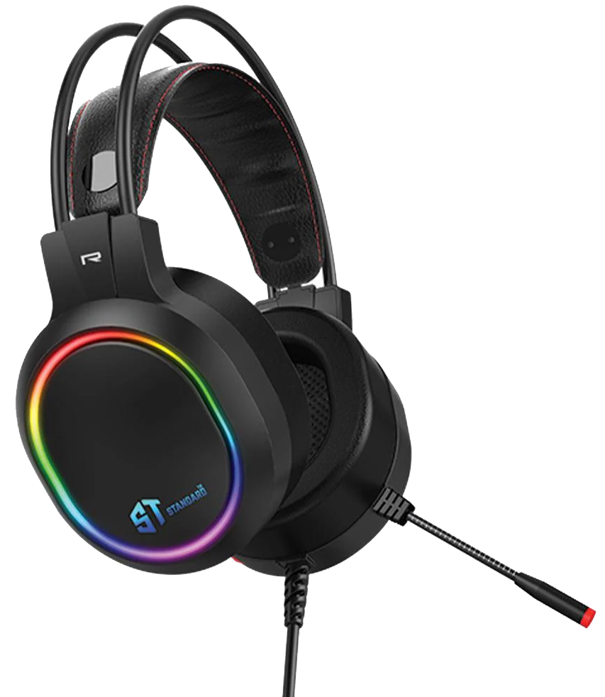Standard Gm-09 Gaming Wired Headset , RGB Colors, 7.1 Surround Sound, 2.3m Cable, Black