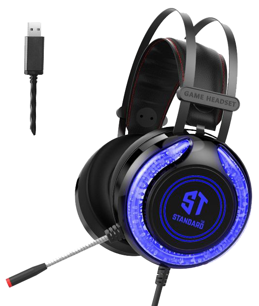 Standard GM-06 Gaming Wired Headset , Led Lights , 7.1 Surround Sound , 2.3m Cable , Black